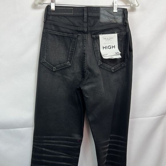 Rag & Bone Alex High-rise straight leg jeans in worn in black size 25 NWT - Picture 10 of 15